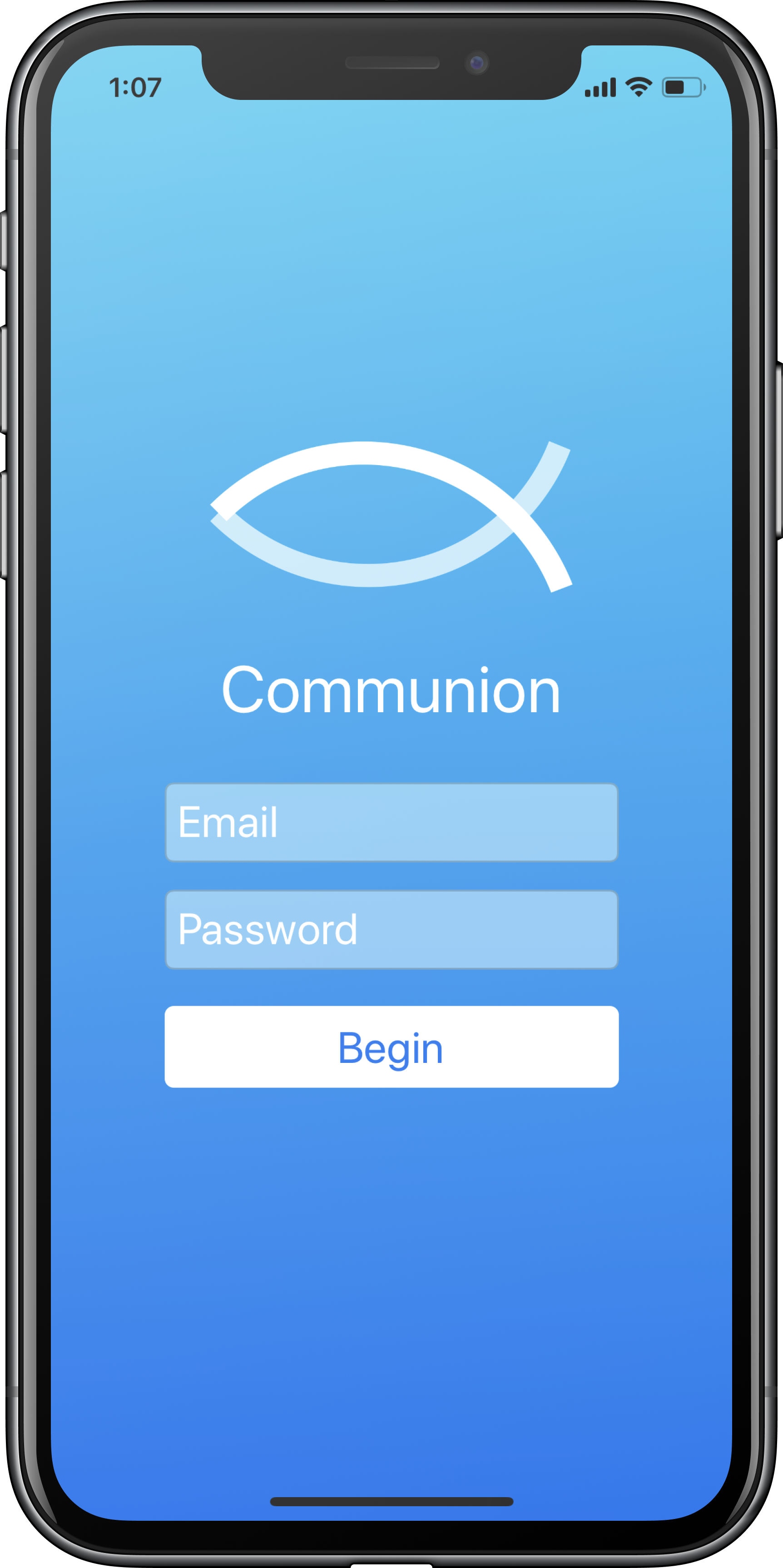 Communion App iPhone X Login